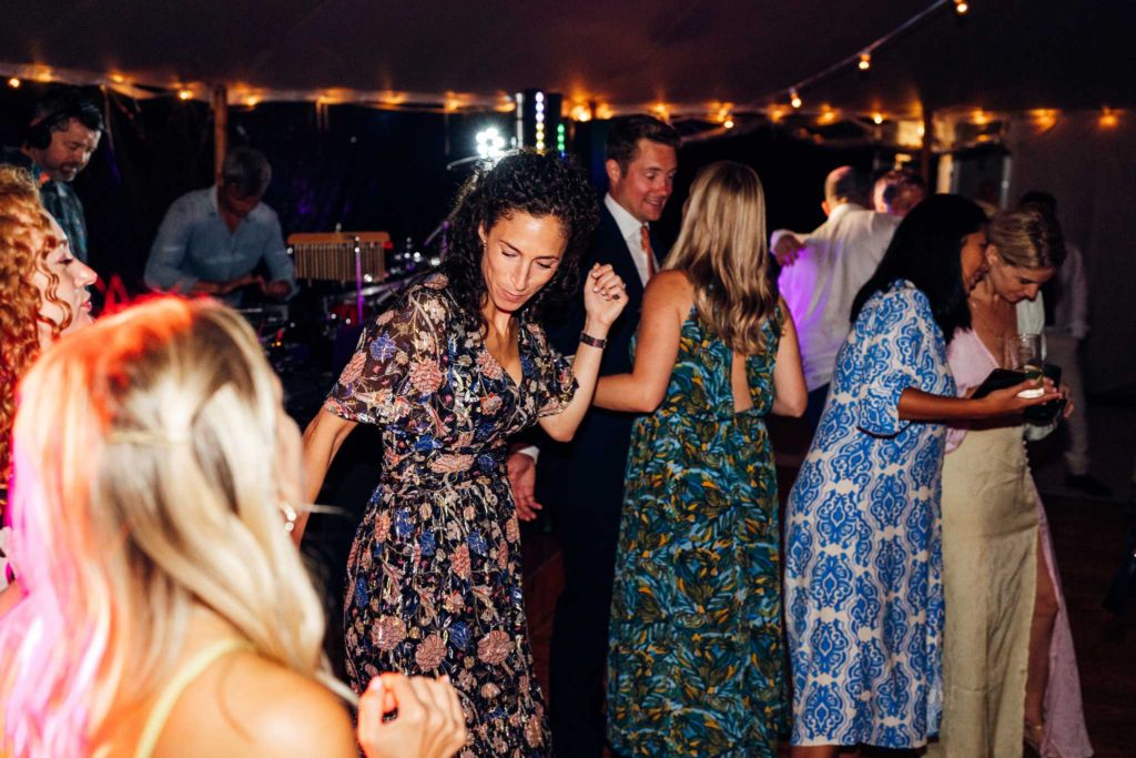 wedding guest dancing at porthilly farm